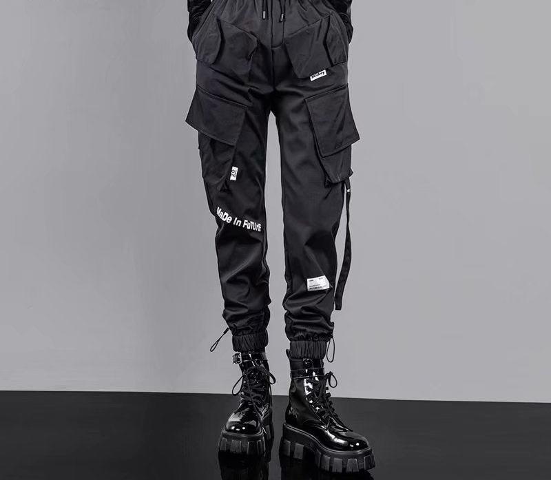 techwear outfits Spring and Autumn Laser Reflective Overalls Men's Fashion Brand Loose Multi-Bag Men's Ankle-Tied Casual Pants Ins Super Popular Pants