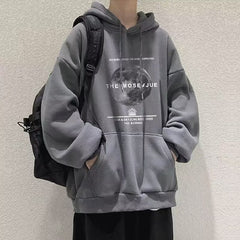 boy outfits Hooded Thin Sweater Men's Spring and Autumn Loose Casual Pullover Shirt Convinced Printed Teenagers