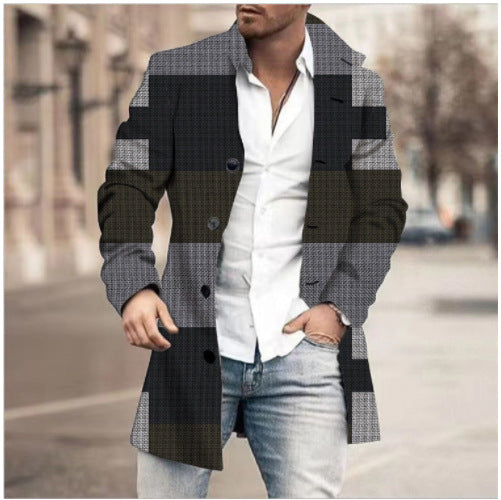 classy mens fashion New Spring, Autumn and Winter Men's Woolen Stand Collar Mid-Length Casual Overcoat Popular Woolen Overcoat