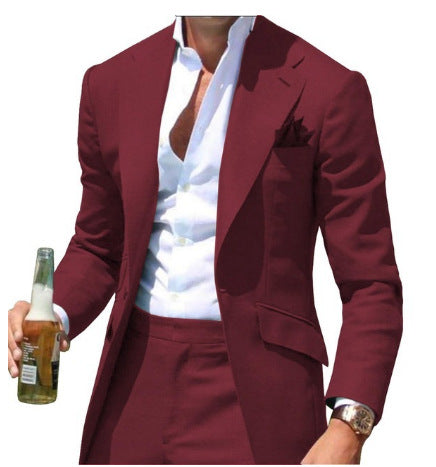 suits men Pointed Collar Men's Suit Slim Fit Men's Blazer Pants 2 Pieces Formal Casual Business Wedding Groom