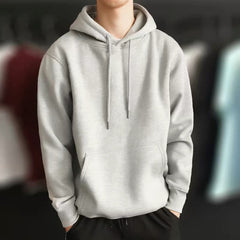 men fall outfits Sweater Solid Color Hooded Sports Sweater Men's Autumn and Winter Trendy Top Clothes plus Size Loose Casual Outer Pullover