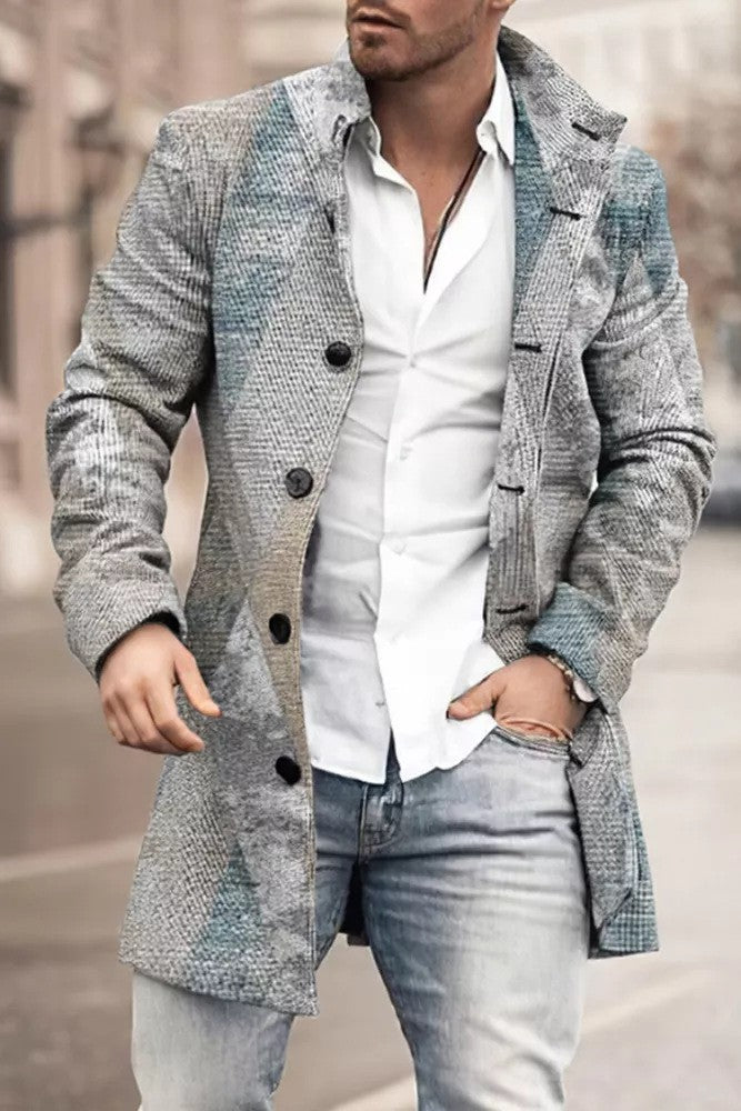 classy mens fashion New Spring, Autumn and Winter Men's Woolen Stand Collar Mid-Length Casual Overcoat Popular Woolen Overcoat