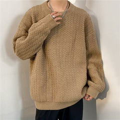 men’s style Retro Lazy Sweater Sweater Men's round Neck Fashion Brand Ruan Shuai Loose Couple Solid Color Casual All-Match Sweater