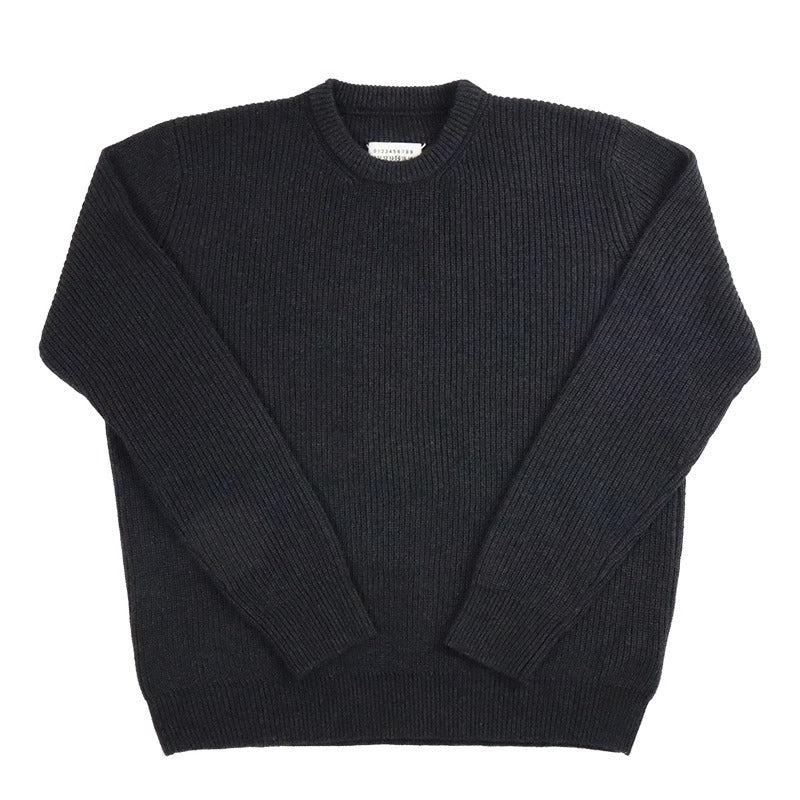 men’s style Autumn and Winter Casual Sweater Sweater Style Gray Black round Neck Loose Pullover Sweater Original Men and Women