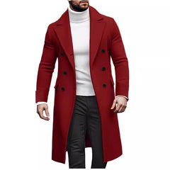 mens fall fashion 2024 New Woolen Long Coat Men's Double Breasted Coat European Version 