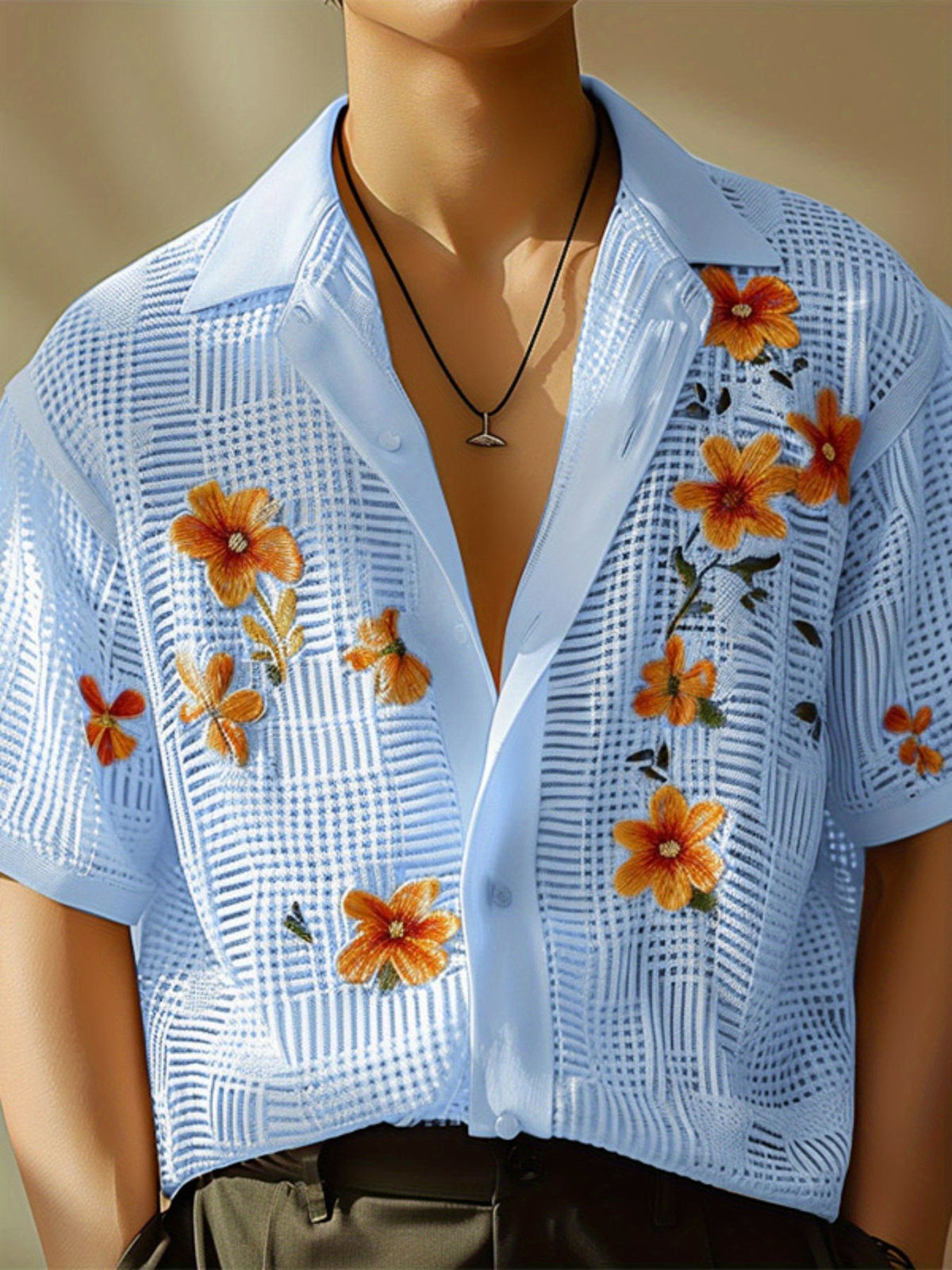 90s fashion men 2024 Summer New Casual Printed Lapel Short Sleeve Single-Breasted Beach Vacation Men's Shirt