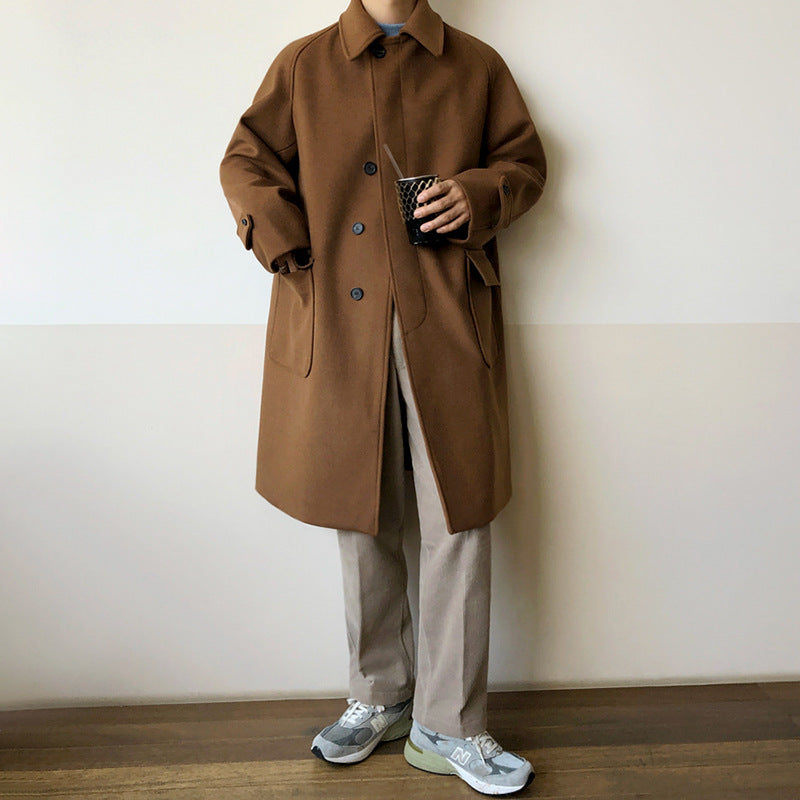 men’s fall fashion 2024 Double-Sided Woolen Coat Men's Mid-Length Autumn and Winter Thickened Korean Style Trendy British Trench Coat Woolen Coat