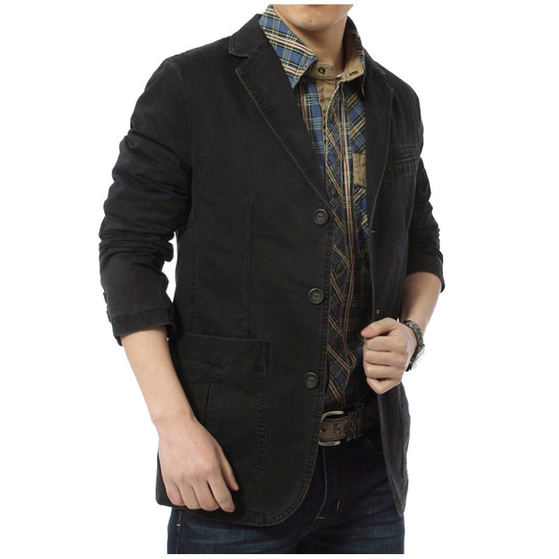 masculine men Spring and Autumn Cotton Men's Casual Suit Jacket Men's Fashion Trendy Small Suit Jacket Men