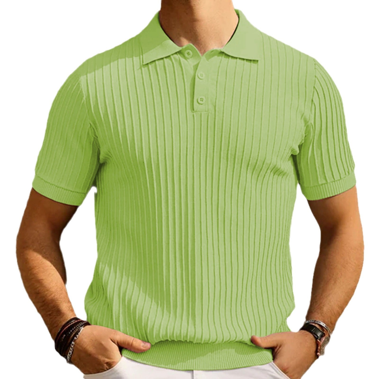 men fall outfits Men's Summer New Candy Color Sweater Men's Casual Polo Shirt