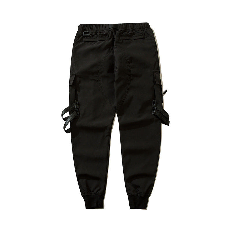 techwear outfits Functional Style Overalls Men's Fashion Brand Loose Ankle-Tied Tactical Multi-Pocket Ankle-Tied Umbrella Pants Autumn and Winter Casual Trousers