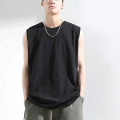 Hehope Men's Plus Size Bottoming Shirt Summer New Loose Thin Sleeveless O-Neck Casual Tank Tops Fashion Street Casual Men Clothing