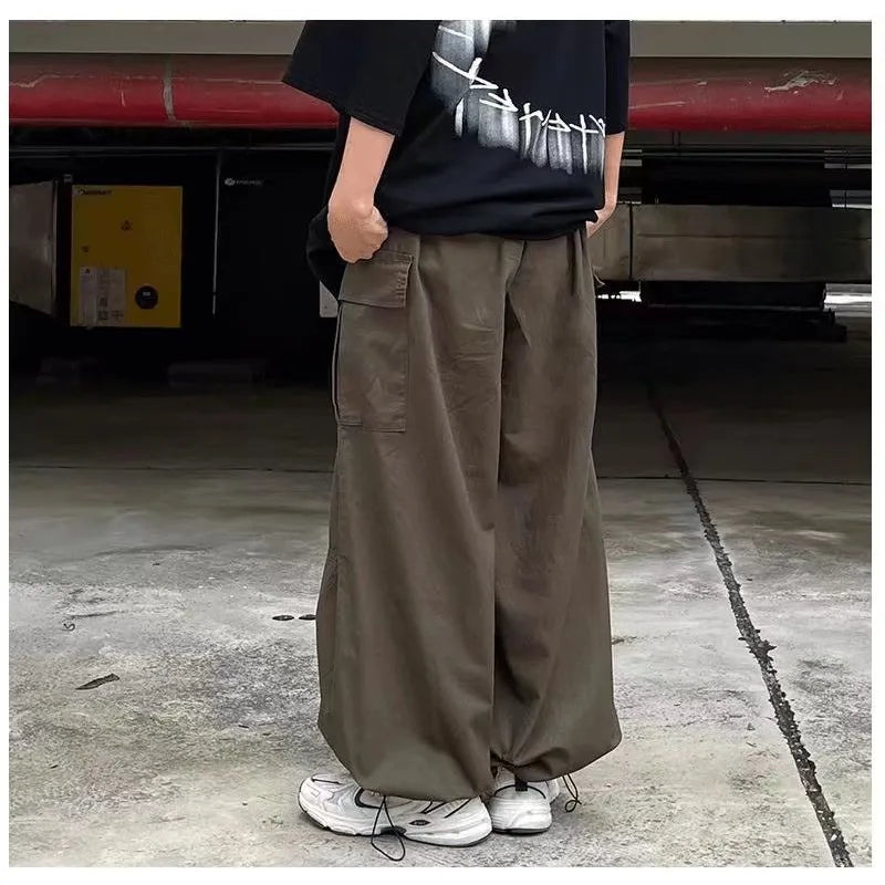 Hehope Vintage Baggy Cargo Pants Men Cotton Wide Leg Trousers Male Oversize Retro Loose Casual Japanese Streetwear Hip Hop