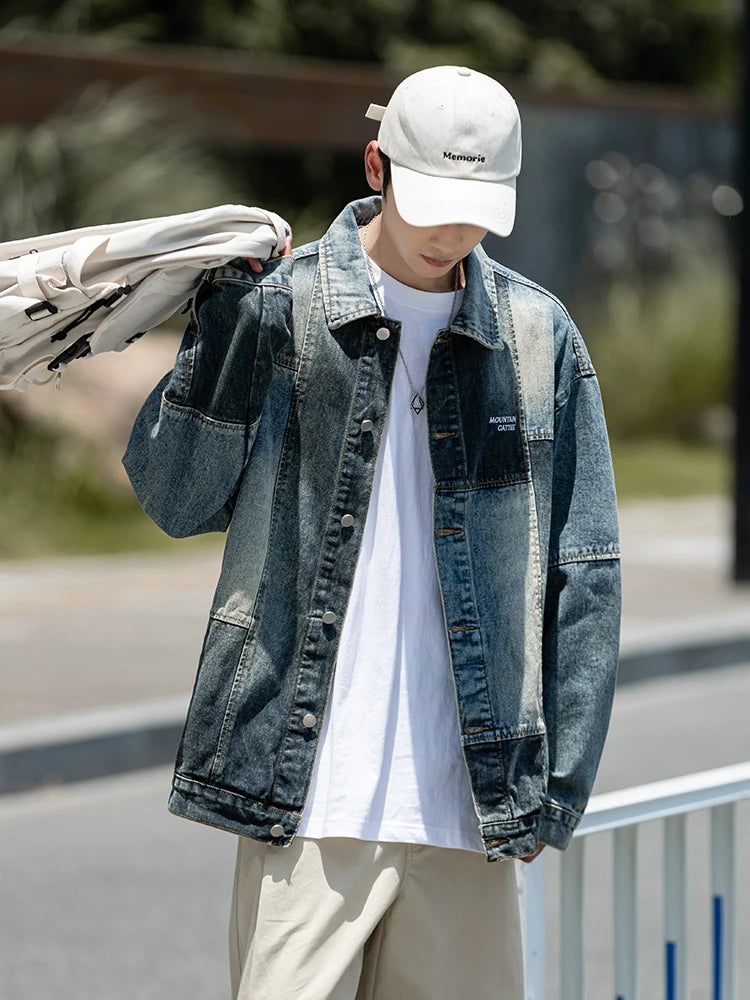 Hehope Autumn New Men Denim Jackets Korean style Male Patchwork Coat Streetwear Casual Couple Jacket Ins Tide Jean Jackets