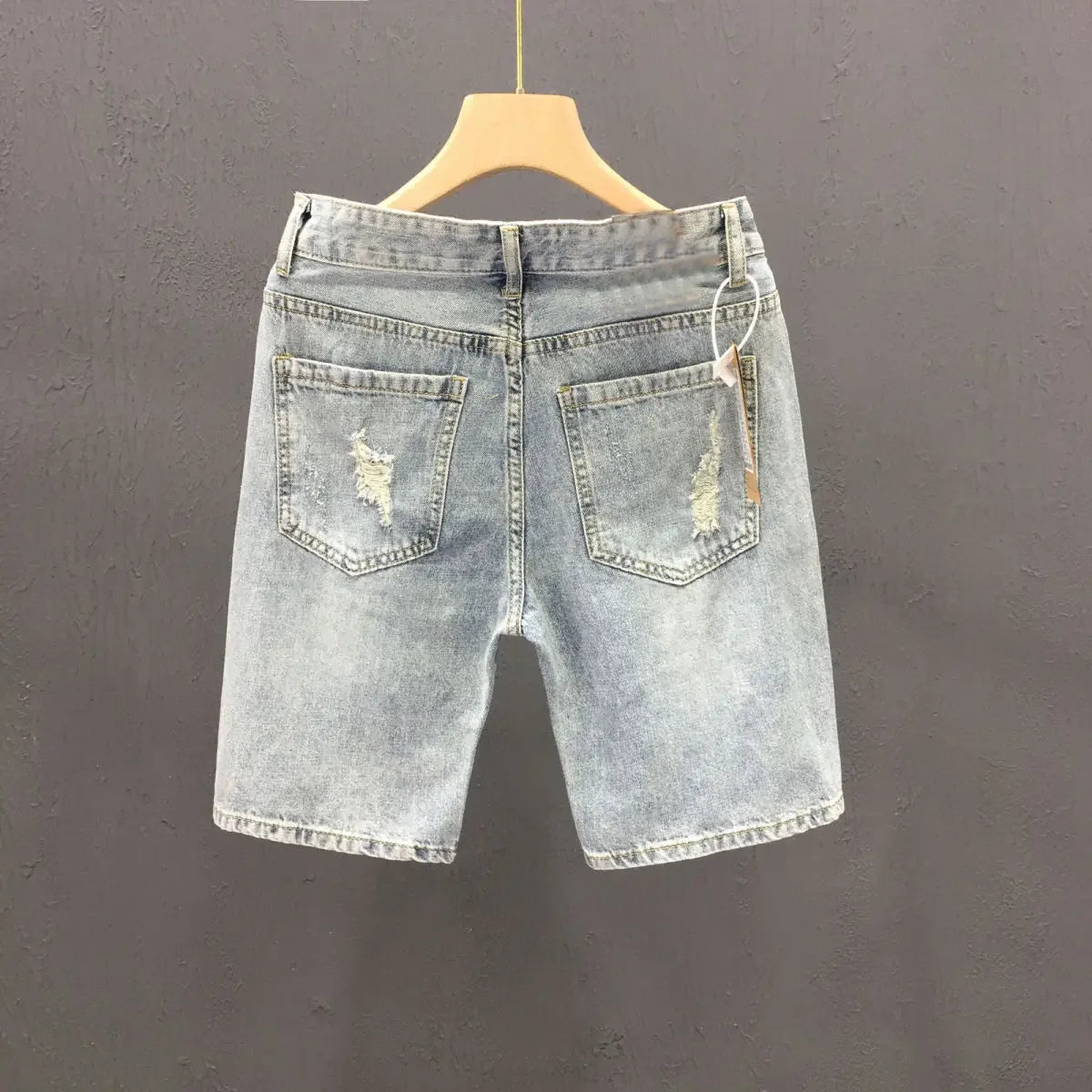 Hehope Short Jeans Pants for Men Slim Blue Skinny Man Denim Shorts Straight Ripped Retro Summer Original Distressed Harajuku Spanx Xxxl