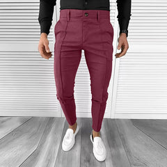 Hehope Solid Color Pleated Suit Trousers For Men Spring Autumn Casual Slim Fit Pencil Pants Mens Office Clothing Streetwear Male Pants