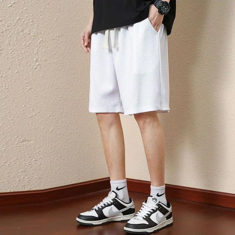 Hehope Elegant Fashion Harajuku Slim Fit Male Clothes Loose Casual Sport All Match Shorts Solid Pockets Thin Style Straight Leg Shorts