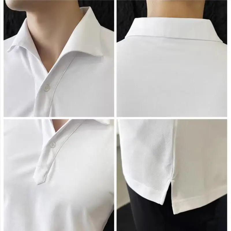 Hehope Men's Short-sleeved Summer Polo Shirts/Male Slim Fit Fashion Business Polo Shirts/Man Solid Color T-shirts Plue Size M-4XL