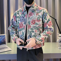 Hehope Autumn Embroidered Jacquard Bomber Jacket Men Fashion Lapel Casual Social Streetwear Jackets Business Windbreaker Coat