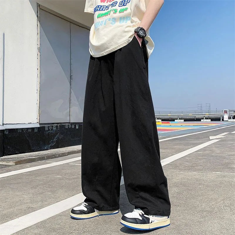 Hehope Spring and Autumn Fashion Brand Japanese Retro Workwear Straight Tube Wide Leg Loose and Versatile Handsome Men's Casual Pants