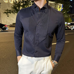 Hehope New Spring Social Shirt Men Solid Color High Quality Long Sleeve Shirt for Men Lapel Casual Social Men's Shirts Brand Clothing