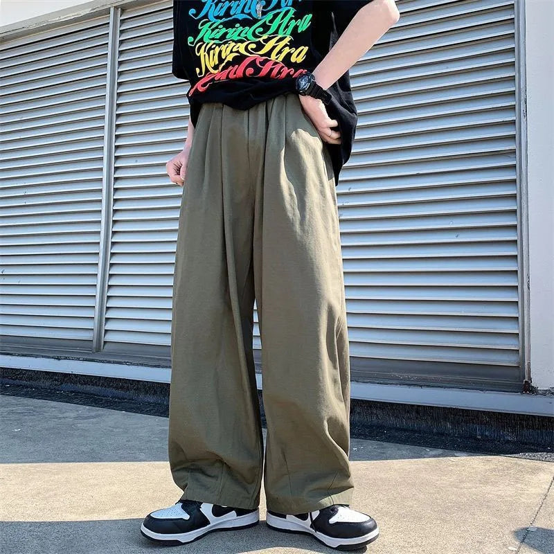 Hehope Spring and Autumn Fashion Brand Japanese Retro Workwear Straight Tube Wide Leg Loose and Versatile Handsome Men's Casual Pants