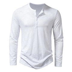 Hehope Men's Cotton Button Henley neck Shirt Long Sleeve Casual Button Solid color Fashion T-Shirts