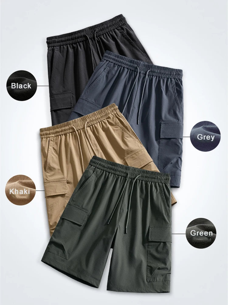 Hehope Summer Cargo Shorts Men Multi-Pocket Quick Dry Breathable Light&Thin Loose Bermuda Khaki Short Male Straight Casual Shorts