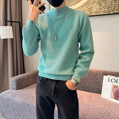 Hehope Autumn Winter Solid Knitwear Long Sleeve Sweaters Fashion Harajuku Tops Casual All Match Undershirt Thick Pullover Male Clothes