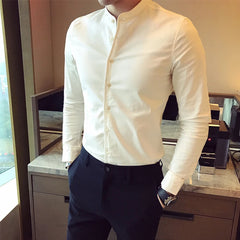 Hehope Men's Slim Shirts Spring/Summer High Quality Fashion Long Sleeve Cotton Solid Color Business Casual Men's Clothing Shirts