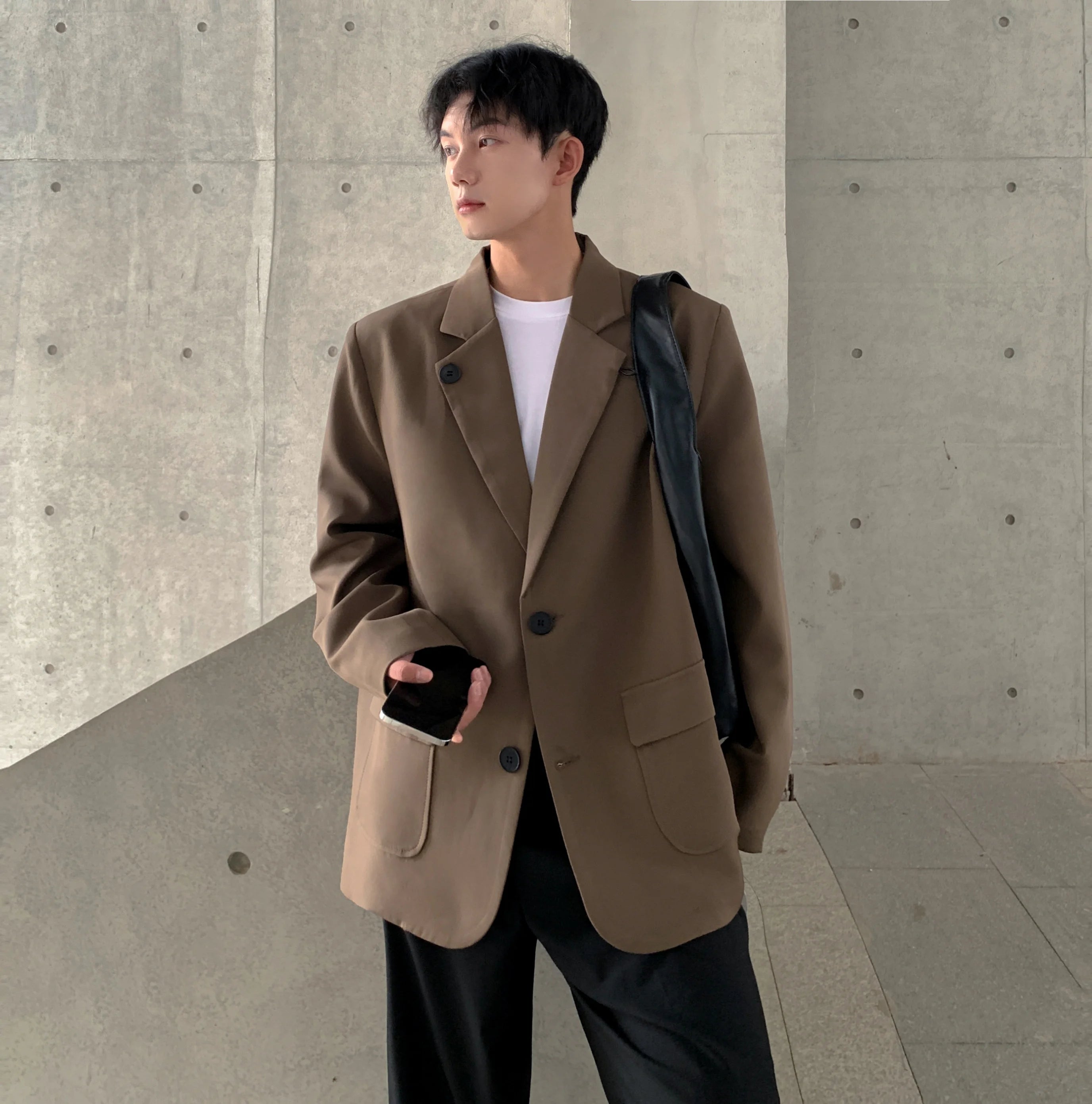 Hehope Autumn New Leisure Blazers Men Trendy Casual Suit Jackets Male Daily Ins Streetwear Simple Korean All-match Suit-tops