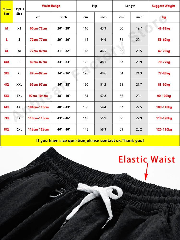 Hehope Summer Cargo Shorts Men New Multi-Pockets Hip Hop Streetwear Baggy Jogger Shorts Male Casual Beach Shorts Plus Size 8XL