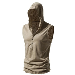 Hehope Cotton Men's Tank Tops Hooded Vest Summer Solid Color Gym Clothing Sportswear Basic Sleeveless T Shirt Vests Men Casual Top