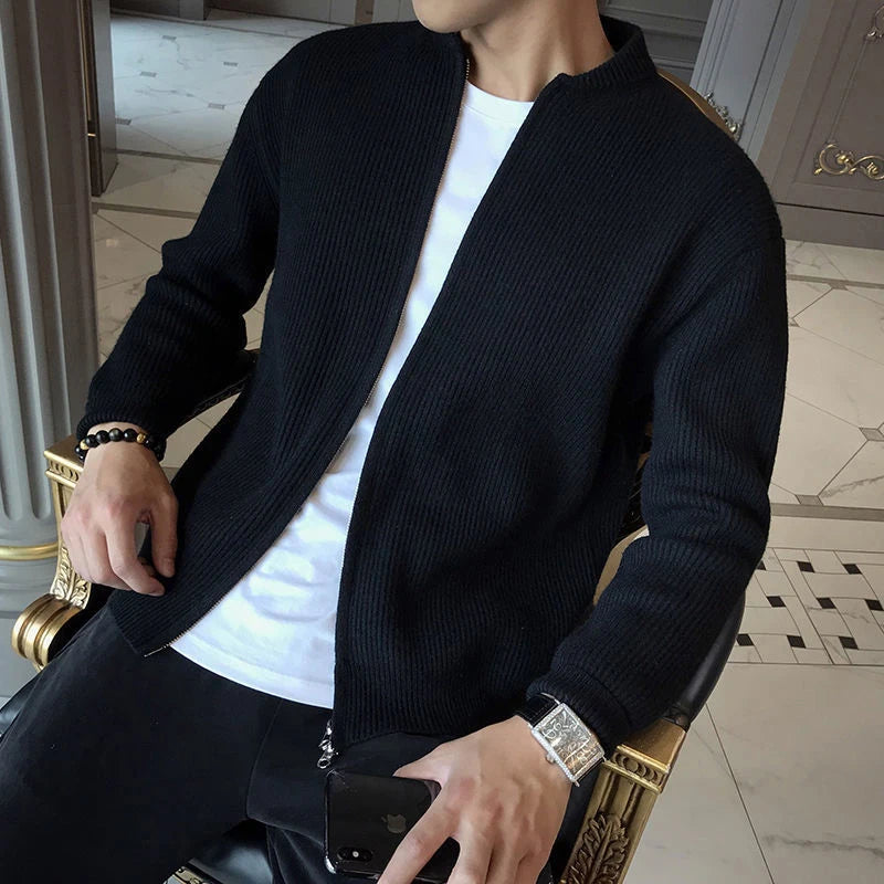 Hehope Autumn Winter Solid Color Long Sleeve Cardigan For Men Zipper Casual Sweaters Man Loose Fashion Streetwear Chic Male Clothes