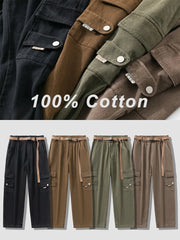 Hehope Autumn New Cargo Pants Men Multi-Pockets Cotton Casual Wide Pants Male Workwear Loose Straight Trousers Big Size 7XL 8XL