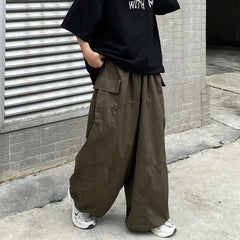 Hehope Vintage Baggy Cargo Pants Men Cotton Wide Leg Trousers Male Oversize Retro Loose Casual Japanese Streetwear Hip Hop