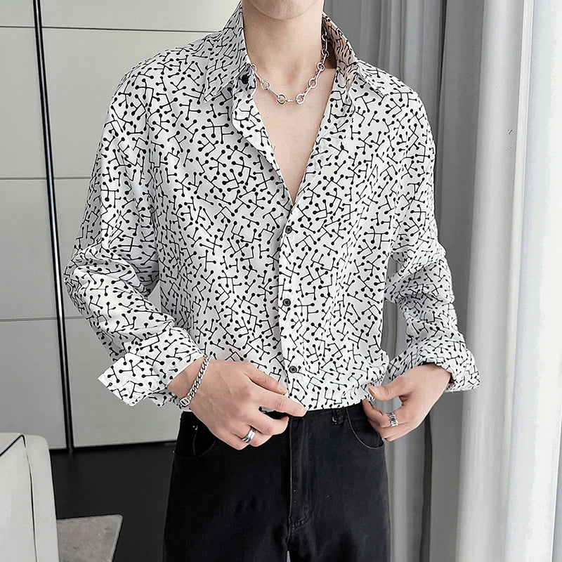 Hehope New Summer Men's Printed Shirts Oversized Clothing Casual Long Sleeve Striped Plaid Vintage Thin Draped Stretch Hawailan Blouses