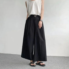 Hehope Japanese Casual Wide-leg Pants Men's Summer Quick-drying Loose Casual Pants Fashion Samurai Skirt Trousers Festival Costumes