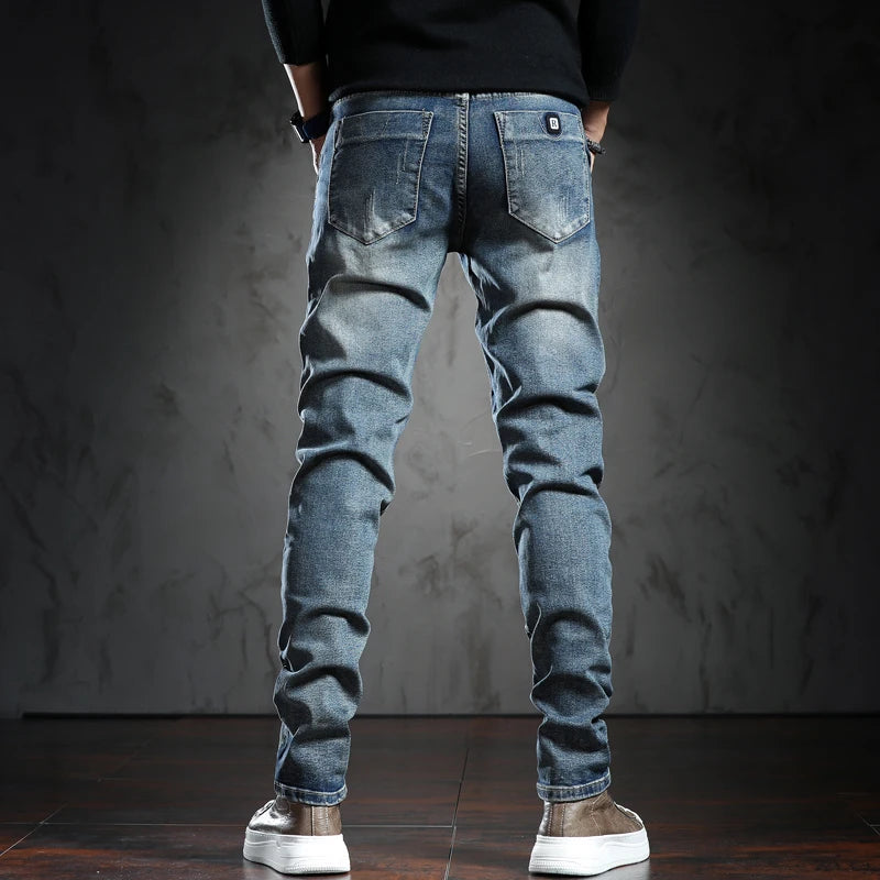 Hehope High Quality Blue Skinny Jeans Men Spring Summer Slim Fit Denim Jeans Men Cotton Stretch Denim Pants Cowboy