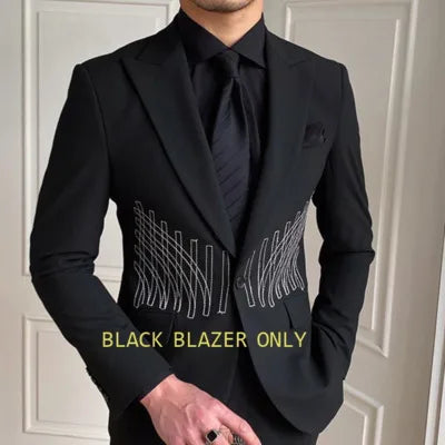 Hehope Streetwear Casual Blazer Hombre Double Breasted Embroidery Pattern Blazer Jacket Stage Male Terno Masculino Prom Blazer For Men