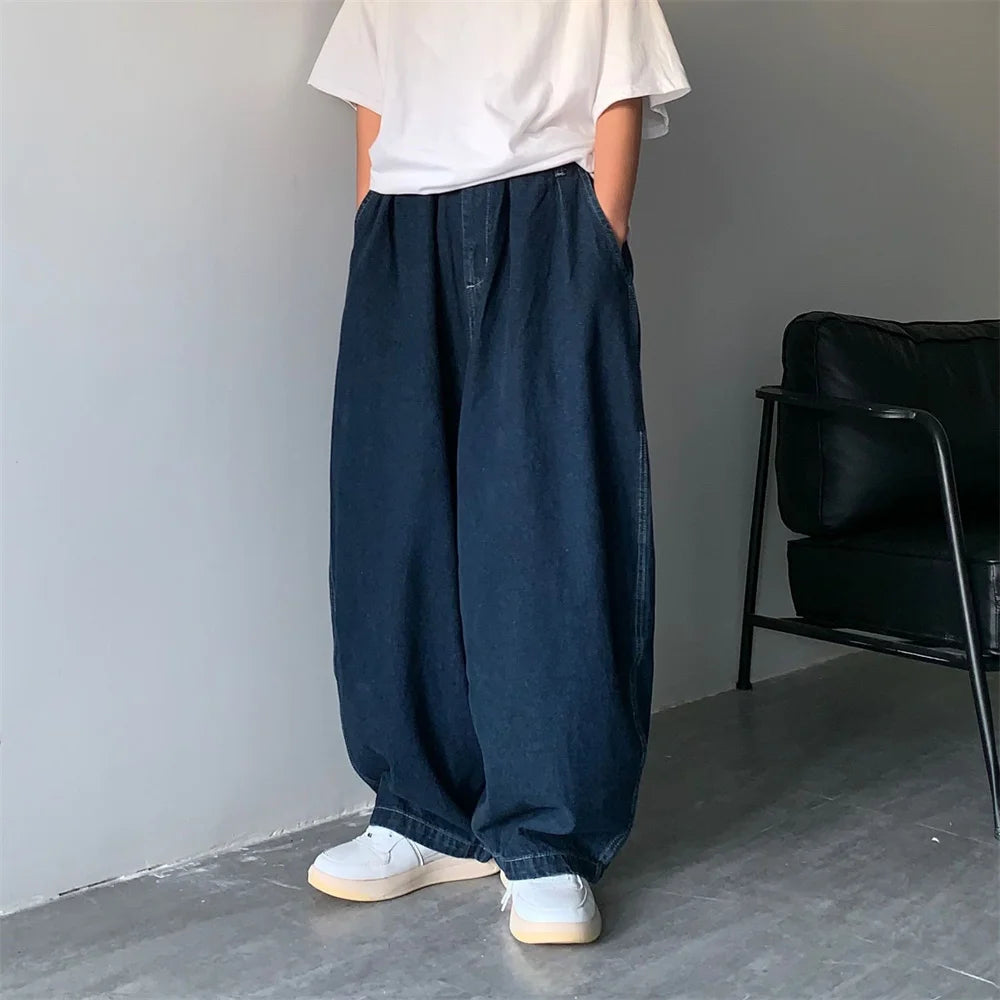 Hehope Wide Leg Cargo Pants Streetwear Baggy Jeans New Spring Autumn Men Korean Fashion Loose Straight Male Brand Clothing Black