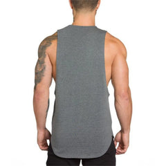 Hehope Solid Color Loose Men's Vest Sport Casual Long Fitness Hurdle Bottom Elastic Tank Top Fashion Youth Sleeveless Male Clothes