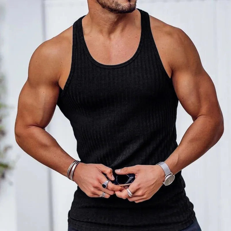 Hehope Korean Tops New Men Fashion Knitting Elastic Vest the Male Sex Solid Color Summer Tank Tops