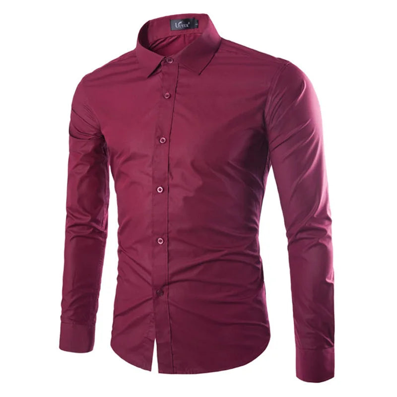 Hehope 14 Colors Solid Color Men's Fashionable Candy Color Shirt Men's Casual Long Sleeve Shirt for Men