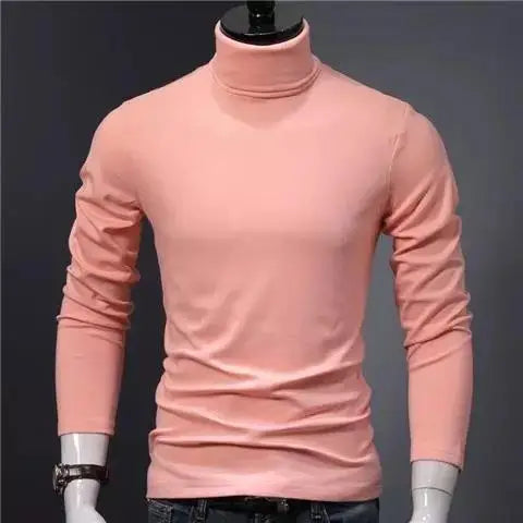 Hehope Korean Thin Half High Collar Base Shirt Men's Solid Casual Versatile Fashion Temperament Simple Patchwork Daily Long Sleeved Top