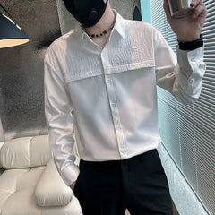 Hehope Turn-down Collar Loose Men's Clothing Handsome Temperament Solid Button Patchwork Man Fashion Shirts Spring Summer Street Casual