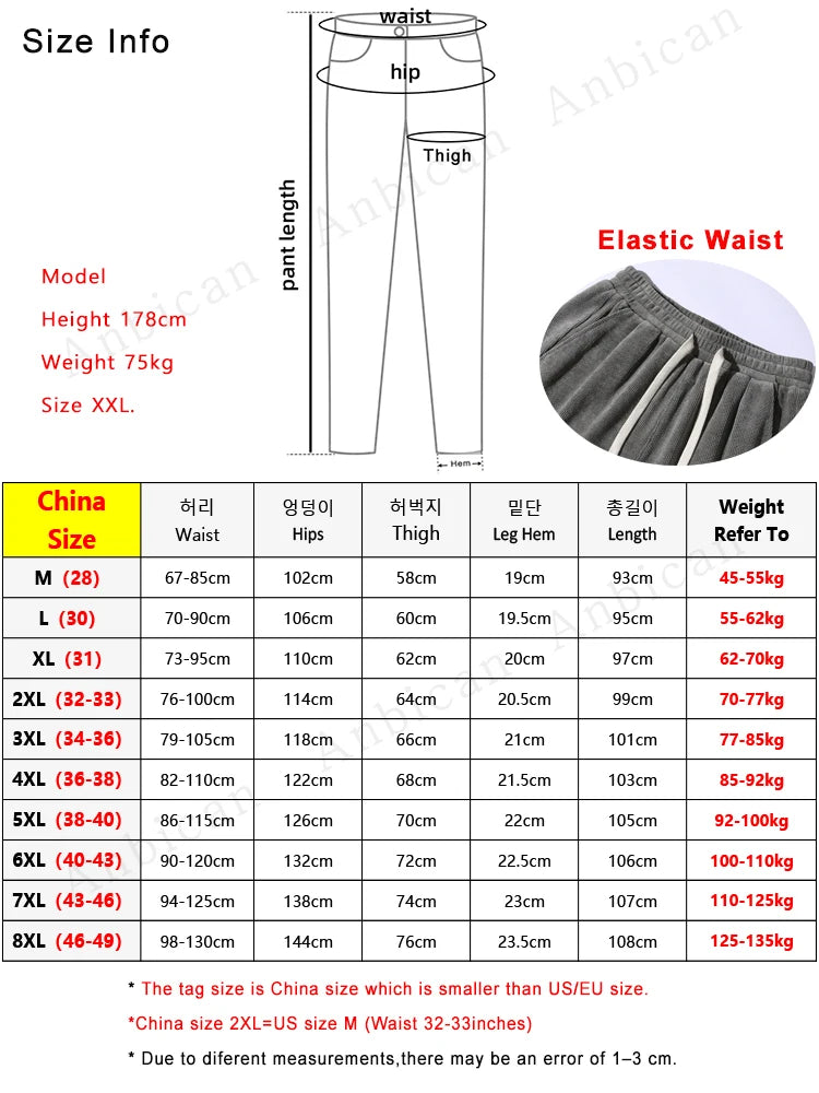 Hehope Spring Autumn Men's Sweatpants Wide Leg Straight Baggy Casual Pants Streetwear Solid Loose Track Trousers Plus Size 8XL