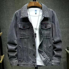 Hehope Male Jean Coats Biker Cargo Men's Denim Jacket Gray Motorcycle Free Shipping Low Cost Winter  Fashion Aesthetic Korea Loose