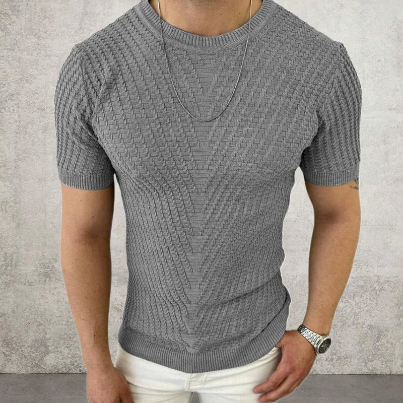 Hehope 2024 Fashion Solid Knit Tees Top Men Clothing Casual Male Arrow Jacquard Summer Shirts New Arrival Short Sleeve Pullover T Shirt