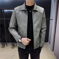 Hehope Fashion Men Coat Leather Jackets Stand Collar Casual Fleece Thicken Motorcycle PU Jacket Warm Leather Men Brand Clothing