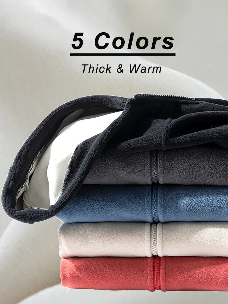 Hehope New Winter Basic Thick Warm Hoodie Men Zip Up Polar Fleece Sweatshirts 7XL 8XL Plus Size Solid Casual Thermal Hoody Jacket